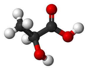 Ball-and-stick model of L-lactic acid